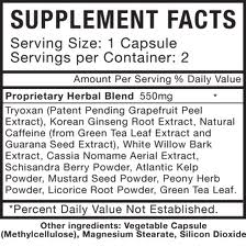 Supplement label with no nutrition facts